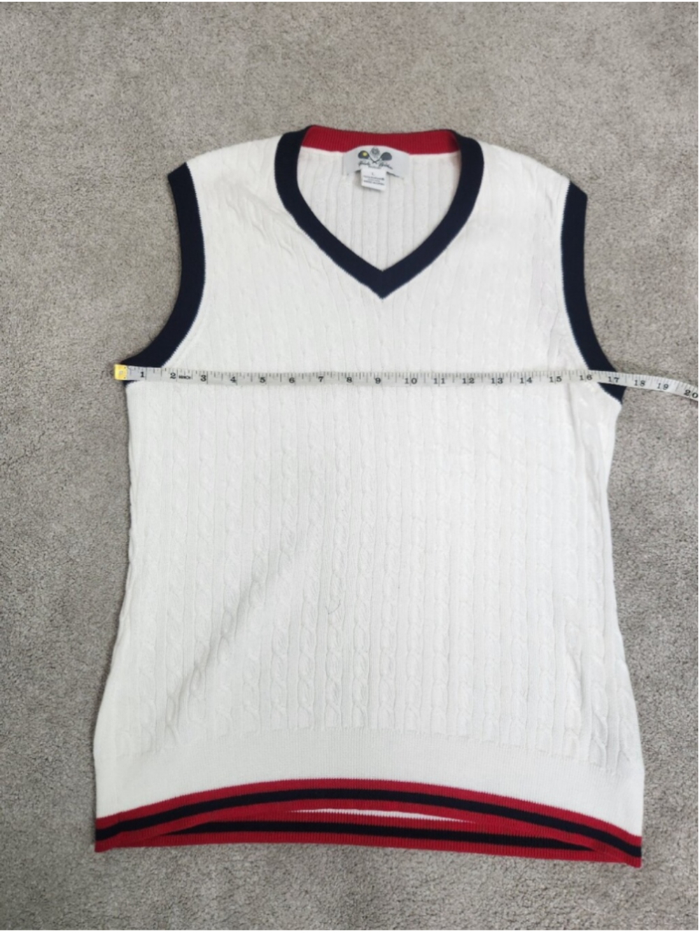 Supima Cotton Cable Knit Sweater Vest White Size Larg Preppy Heritage Old Money - Picture 6 of 11